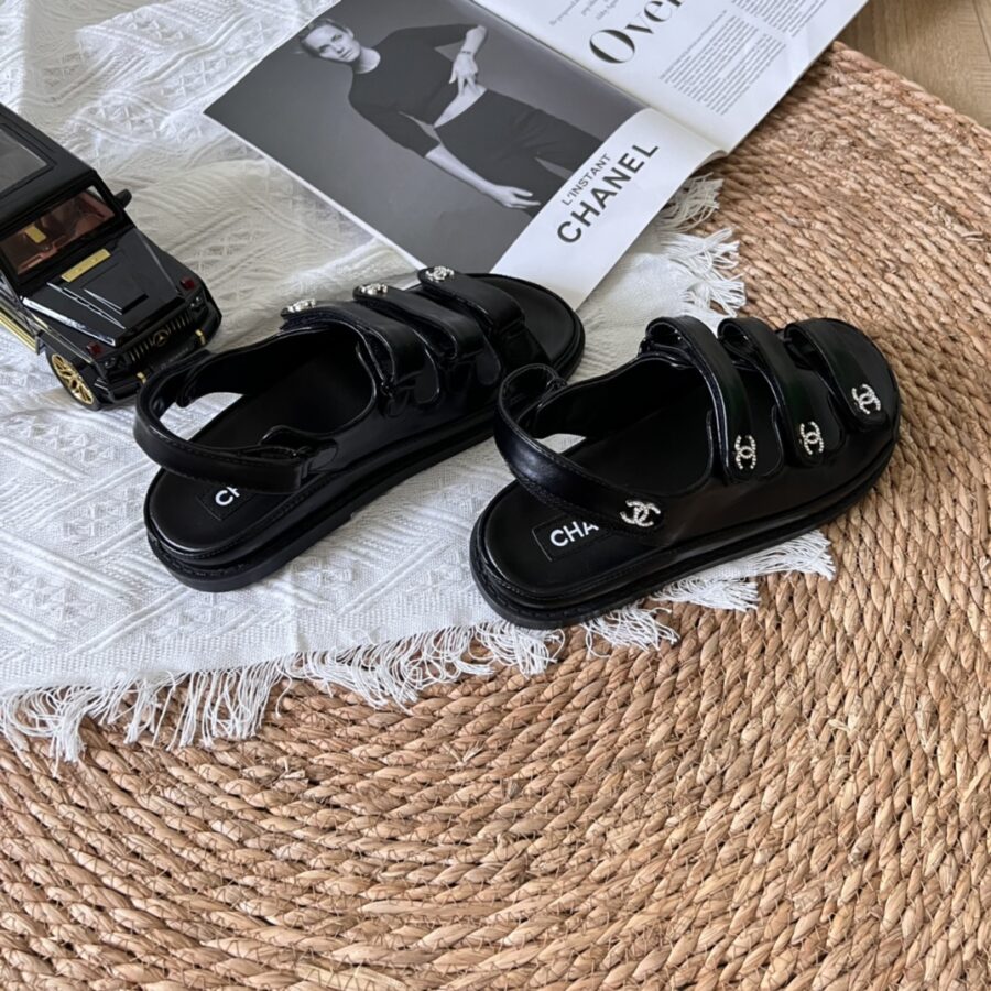 Alternative view of Chanel Triple Velcro Strap Sandals Black G45628 B16403 94305