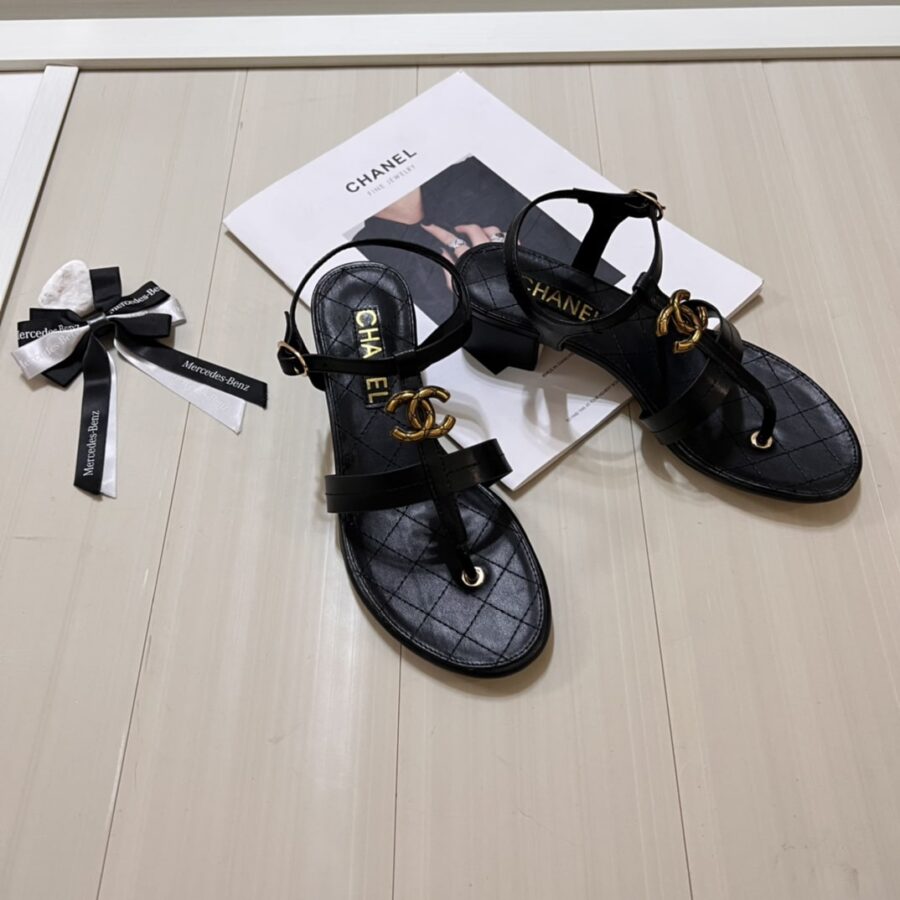 Alternative view of Chanel Sandal Open Round Toe Flip Flops Black