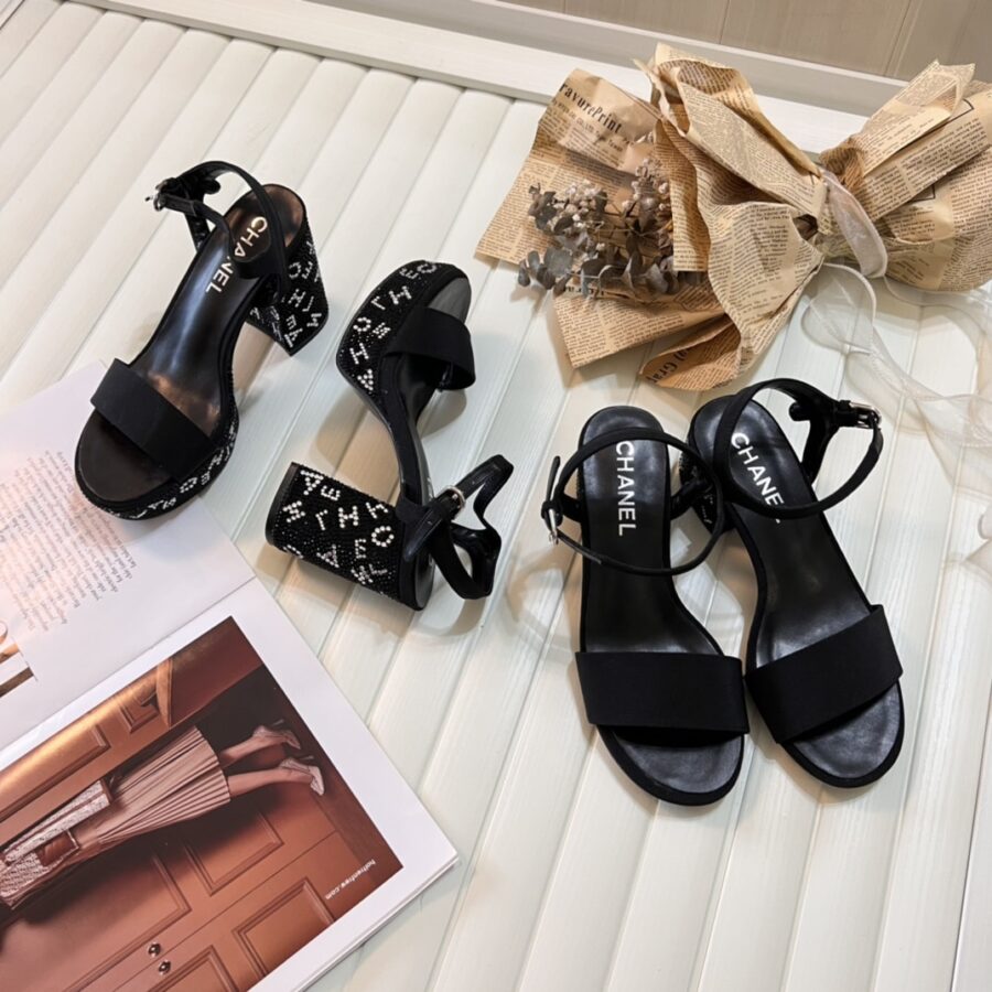 Alternative view of Chanel Sandal Pump Stone Beads Black Silver G45365 B15306 Nu665
