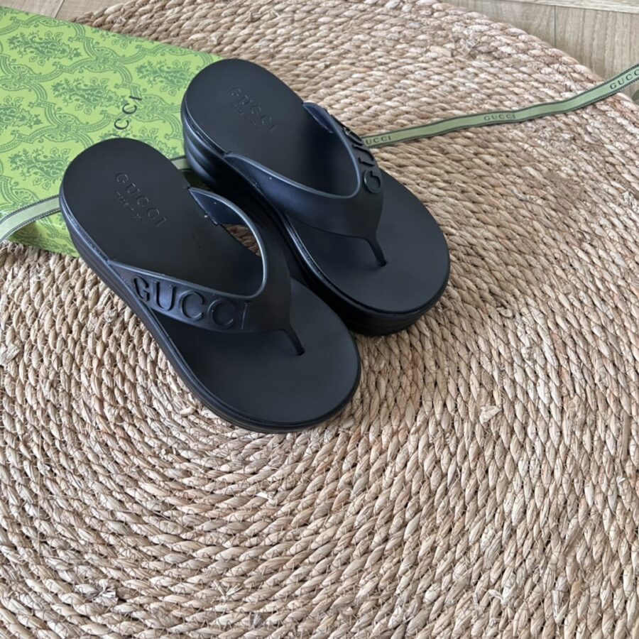 Alternative view of Gucci Tarifa Rubber Platform Flip Flops Black