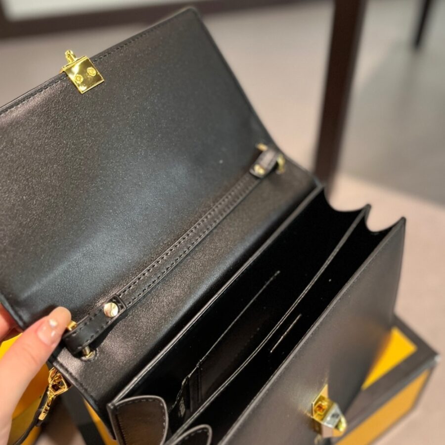 Alternative view of Fendi Diagonal Flat Pouch Ff Jacquard Fabric Bag Black And Grey 26Cm