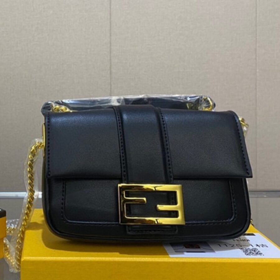 Alternative view of Fendi Women Mini Baguette Chain Shoulder Bag Black 19Cm