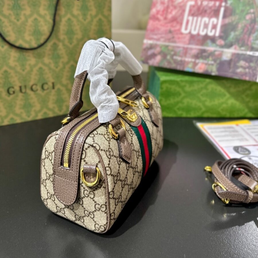 Alternative view of Gucci Ophidia Small Boston Bag GG Monogram Beige And Dark Brown 22Cm 772053 96IWG 8745