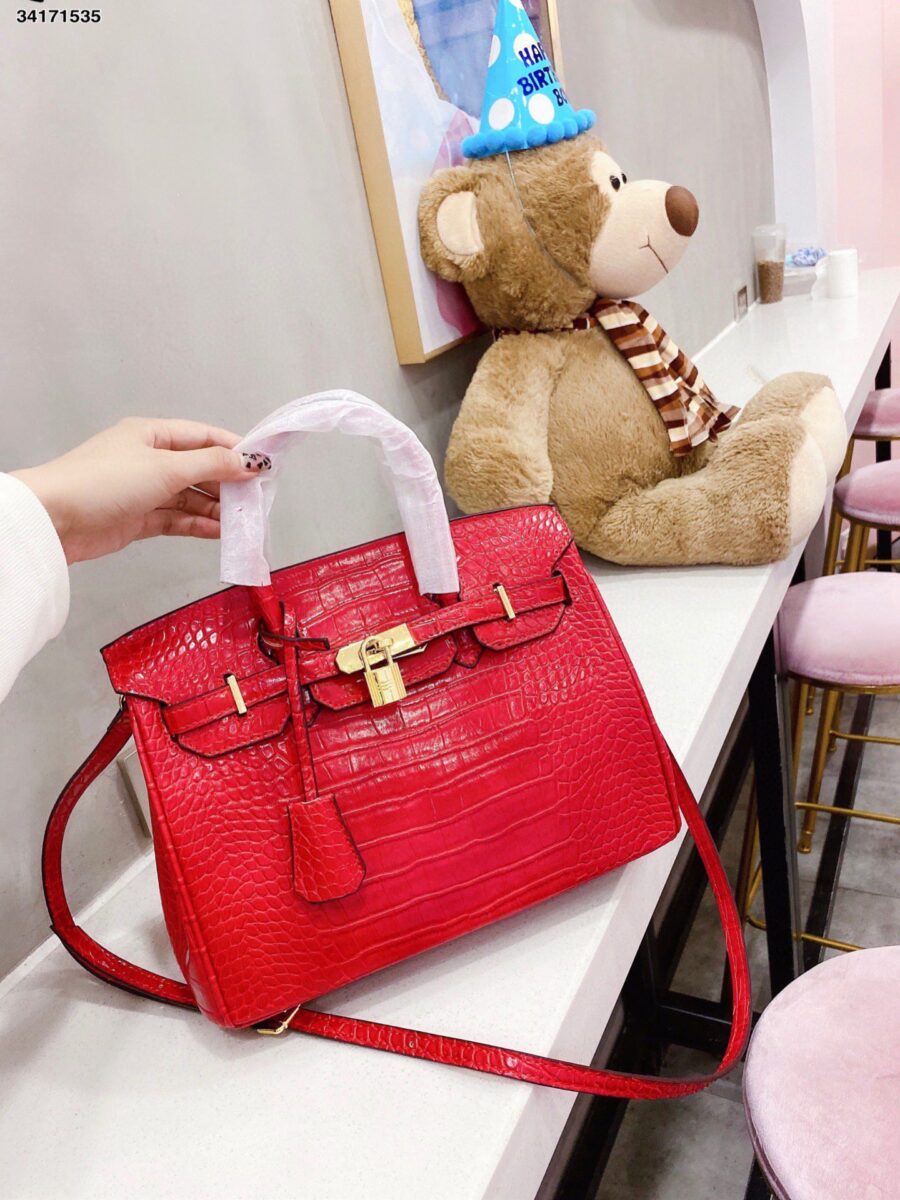 Alternative view of Hermes A Shiny Sanguine Porosus Crocodile Birkin 30 With Gold Hardware Red 30Cm