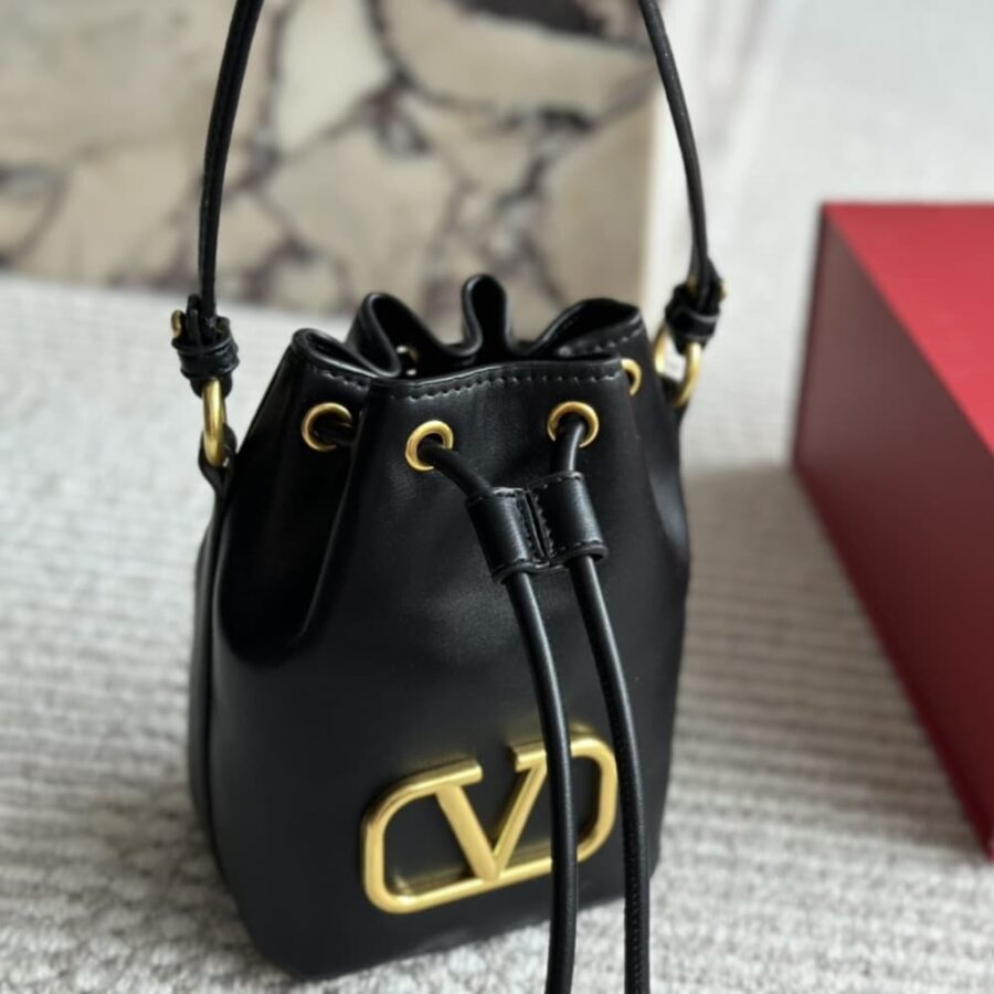 Alternative view of Valentino Mini Vlogo Signature Bucket Bag In Nappa Leather Black 22Cm 5W2P0Z44Vnl 0No