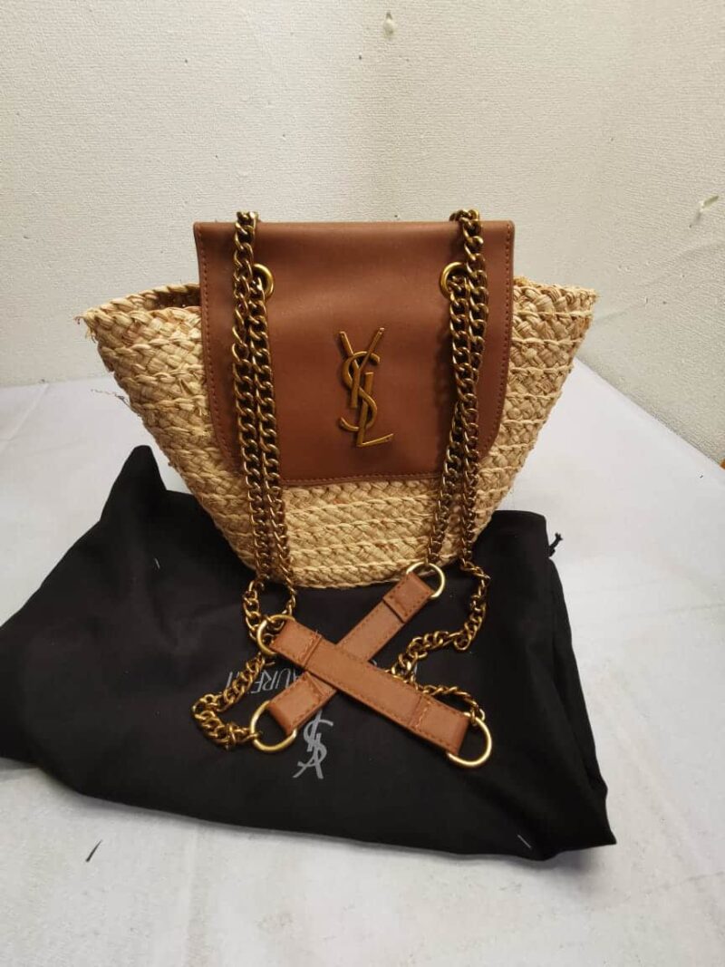 Alternative view of Saint Laurent Mini Manon In Raffia And Aged Vegetable Tanned Leather Naturel 23Cm 774269Gaaed9051