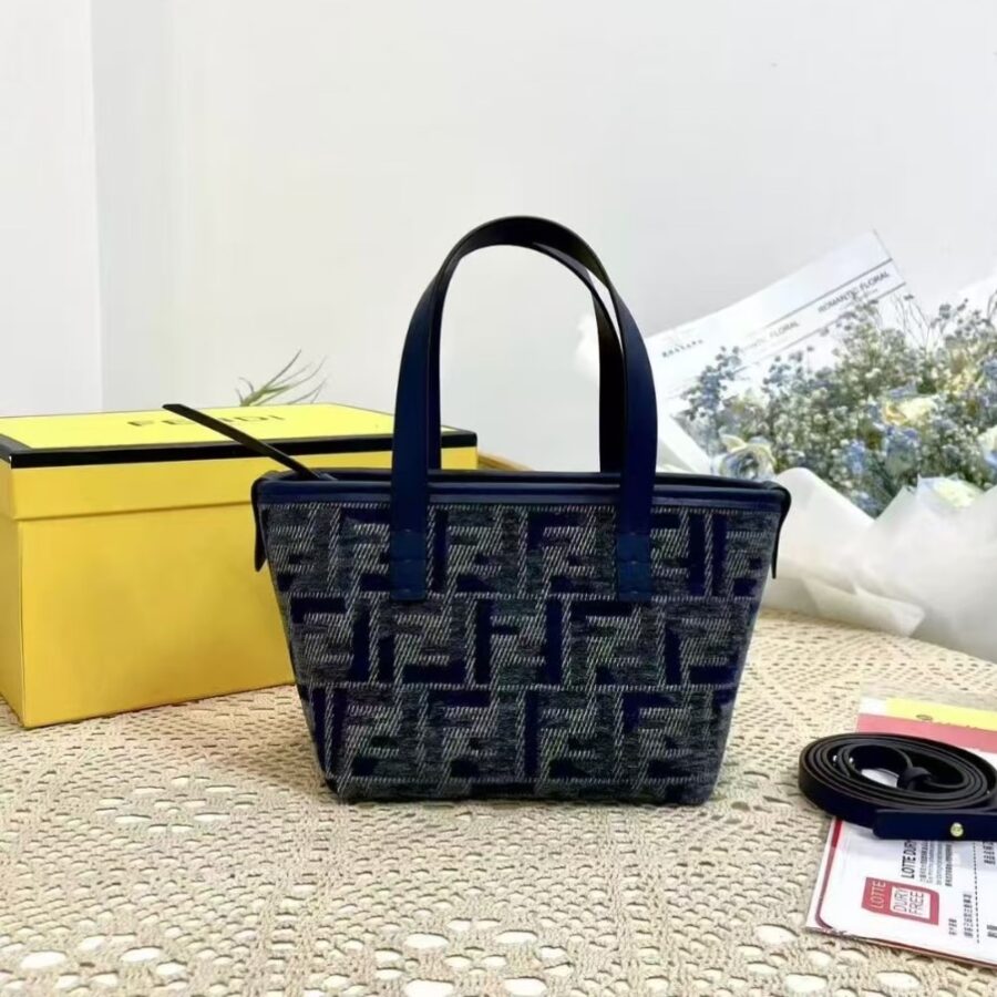 Alternative view of Fendi Roll Mini Ff Chenille Bag Dark Blue 16Cm 8Bs096Asu1F1Pqk