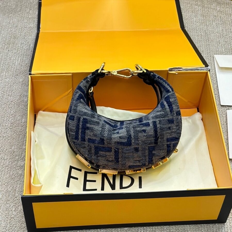 Alternative view of Fendi Fendigraphy Mini Bag Blue Chenille 20Cm 8BS081ASU0F1PQM