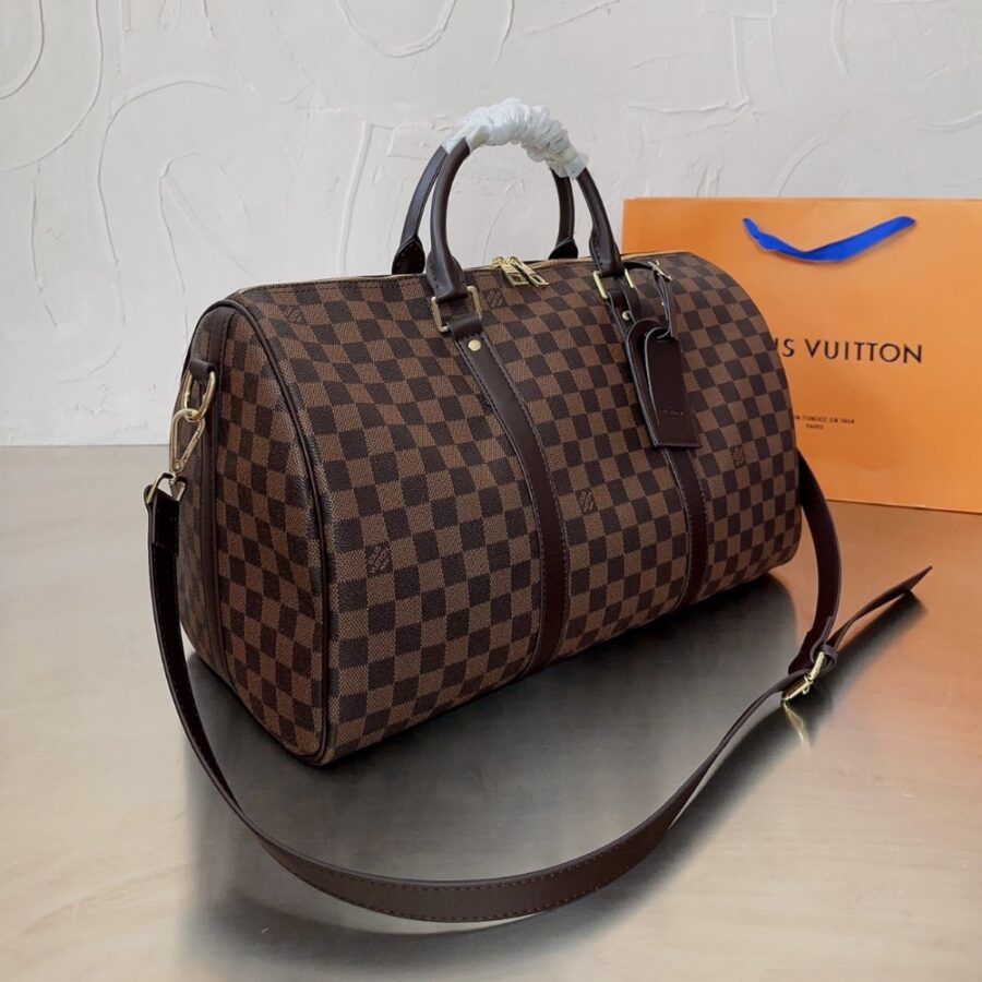 Alternative view of Louis Vuitton Keepall Bandoulière Travel Bag Damier Ebene Brown 45Cm