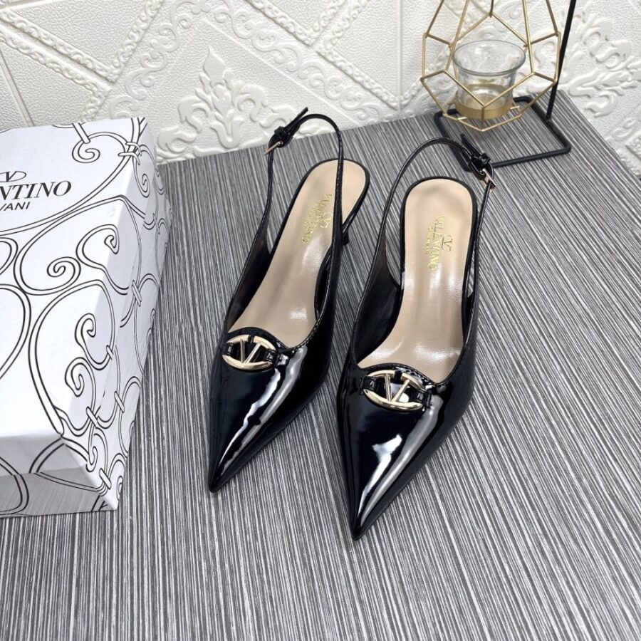 Alternative view of Valentino Vlogo The Bold Edition Slingback Pumps In Patent Leather 60Mm In Black