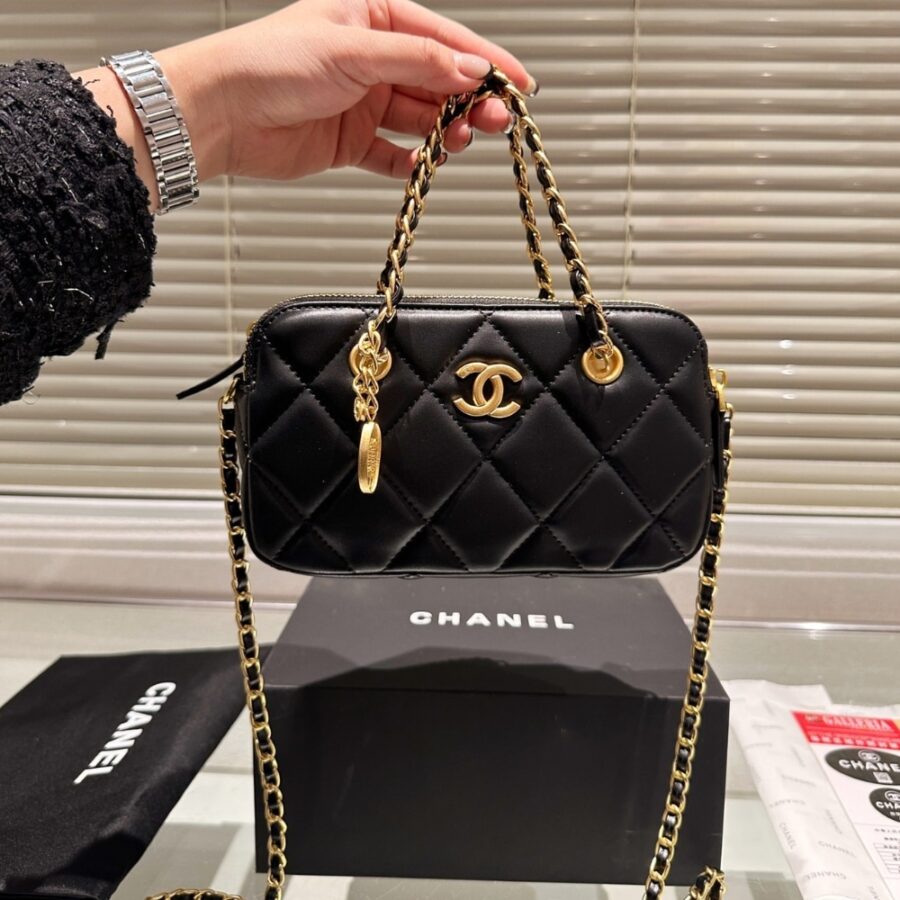 Alternative view of Chanel Matelasse Flap Bag With Chain Black 20Cm