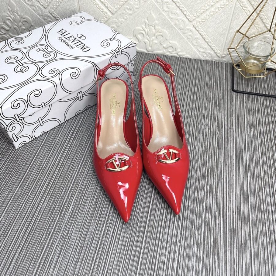 Alternative view of Valentino Vlogo The Bold Edition Slingback Pumps In Patent Leather 60Mm In Rouge Pur