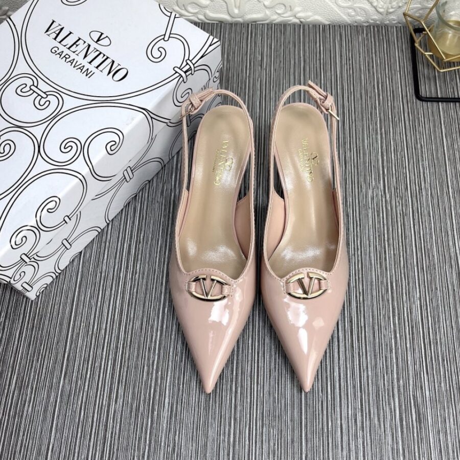 Alternative view of Valentino Vlogo The Bold Edition Slingback Pumps In Patent Leather 60Mm In Beige Rose