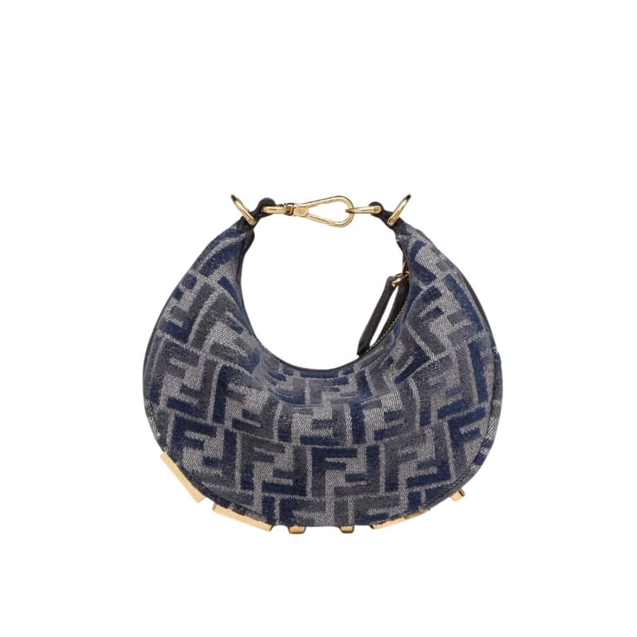 Fendi Fendigraphy Mini Bag Blue Chenille 20Cm 8BS081ASU0F1PQM