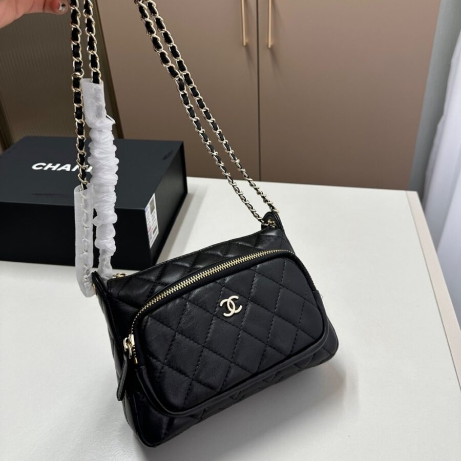 Alternative view of Chanel Shoulder Crossbody Bag With Chain Black 20cm