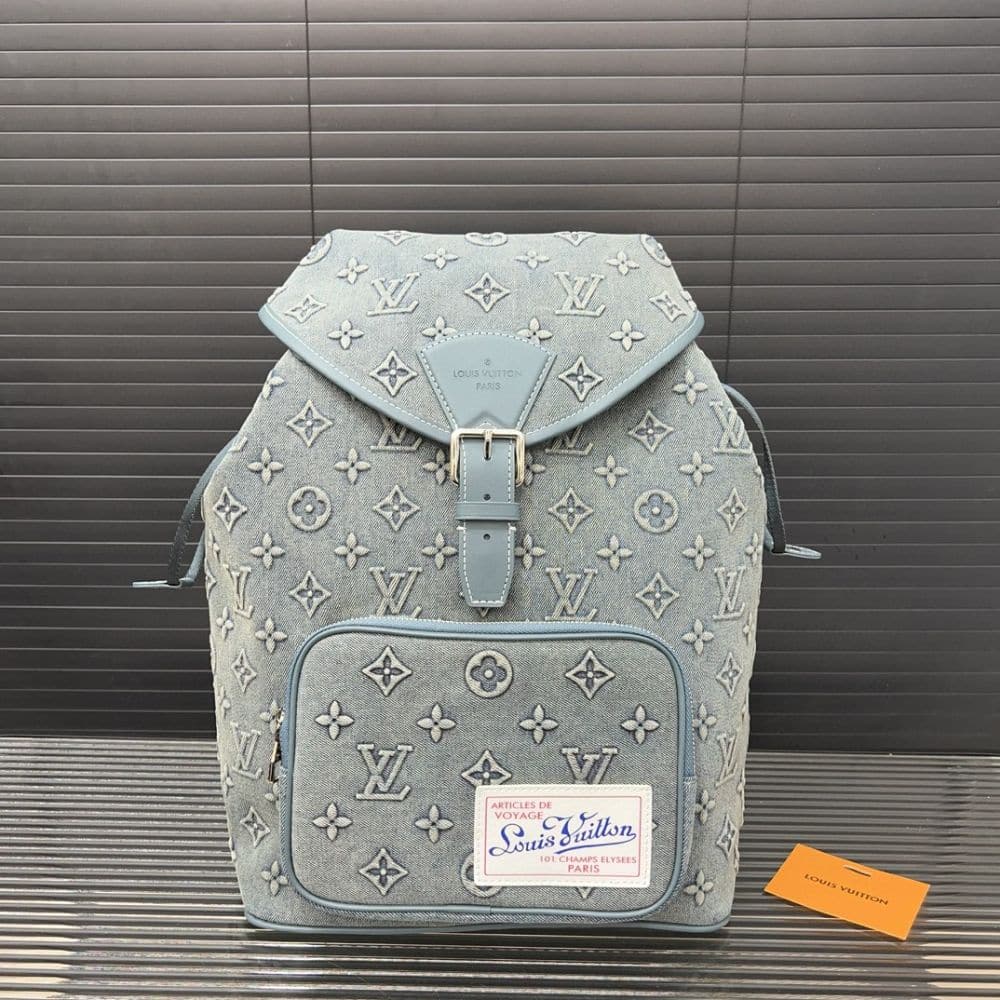 Louis Vuitton Montsouris Backpack Monogram Wash Denim Blue 40Cm M22534 - Image 2