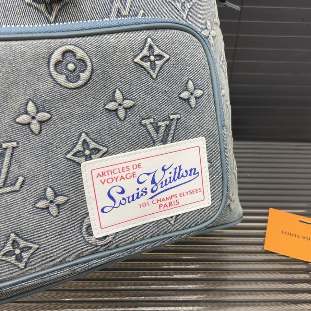 Louis Vuitton Montsouris Backpack Monogram Wash Denim Blue 40Cm M22534 - Image 7