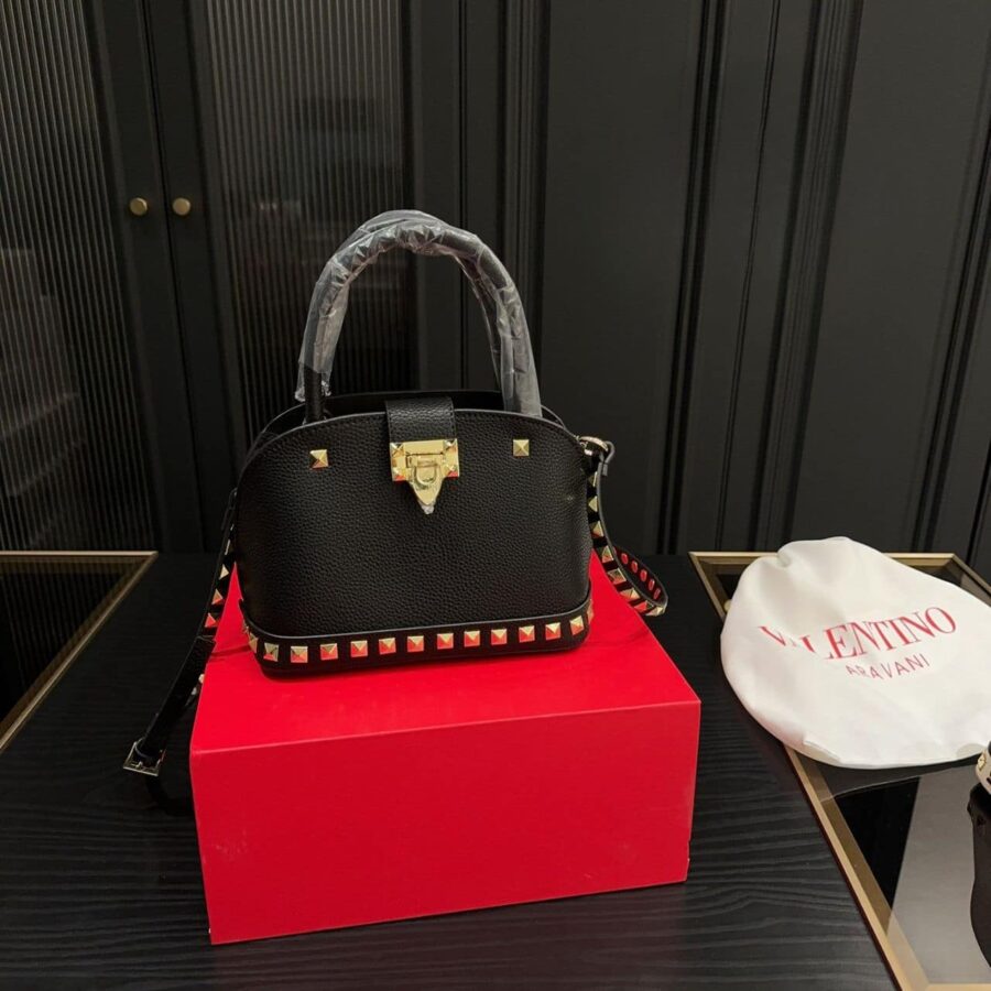 Alternative view of Valentino Garavani Rockstud Handbag In Grainy Leather Black 21Cm