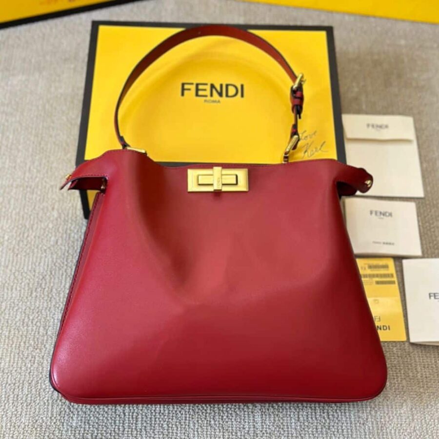 Alternative view of Fendi Peekaboo Soft Medium Leather Bag Red 33Cm