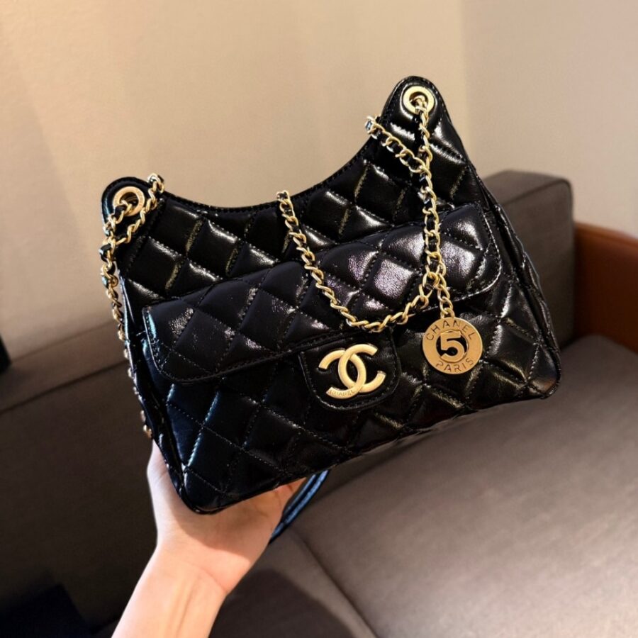 Alternative view of Chanel Small Hobo Bag Gold Black 20cm AS3710 B09746 94305