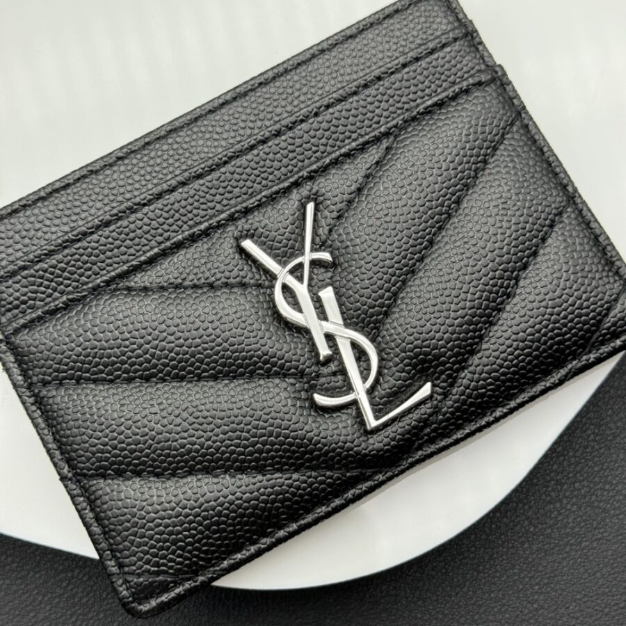 Alternative view of Saint Laurent Wallet Chevron And Logo Card Holders Black 10Cm