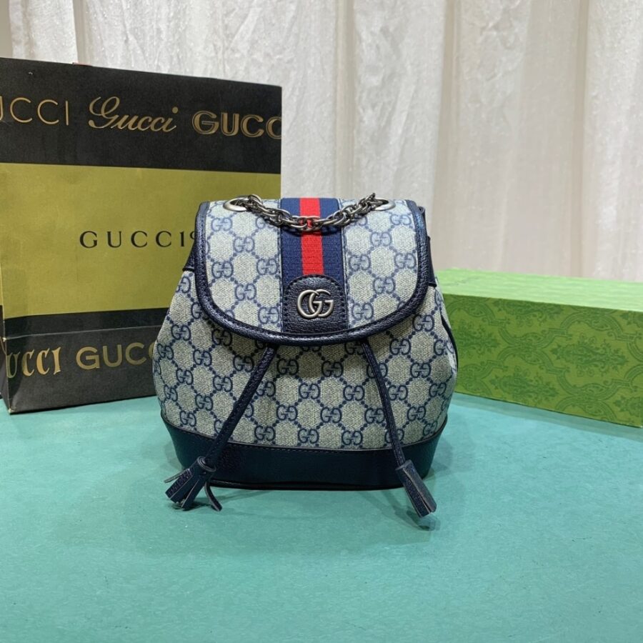Alternative view of Gucci Ophidia Gg Supreme Canvas Mini Backpack Beige Blue 20Cm 795221 96Iwn 4076