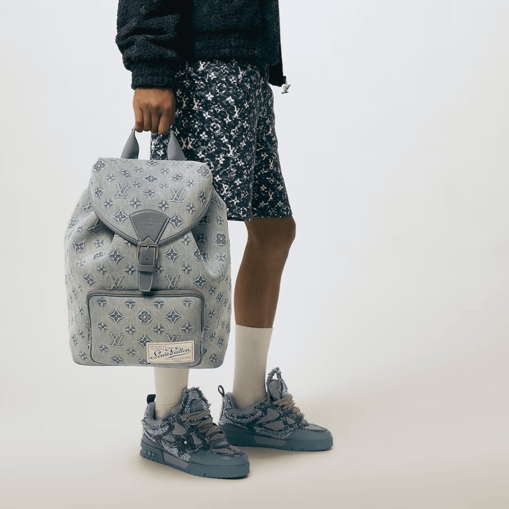 Louis Vuitton Montsouris Backpack Monogram Wash Denim Blue 40Cm M22534 - Image 10