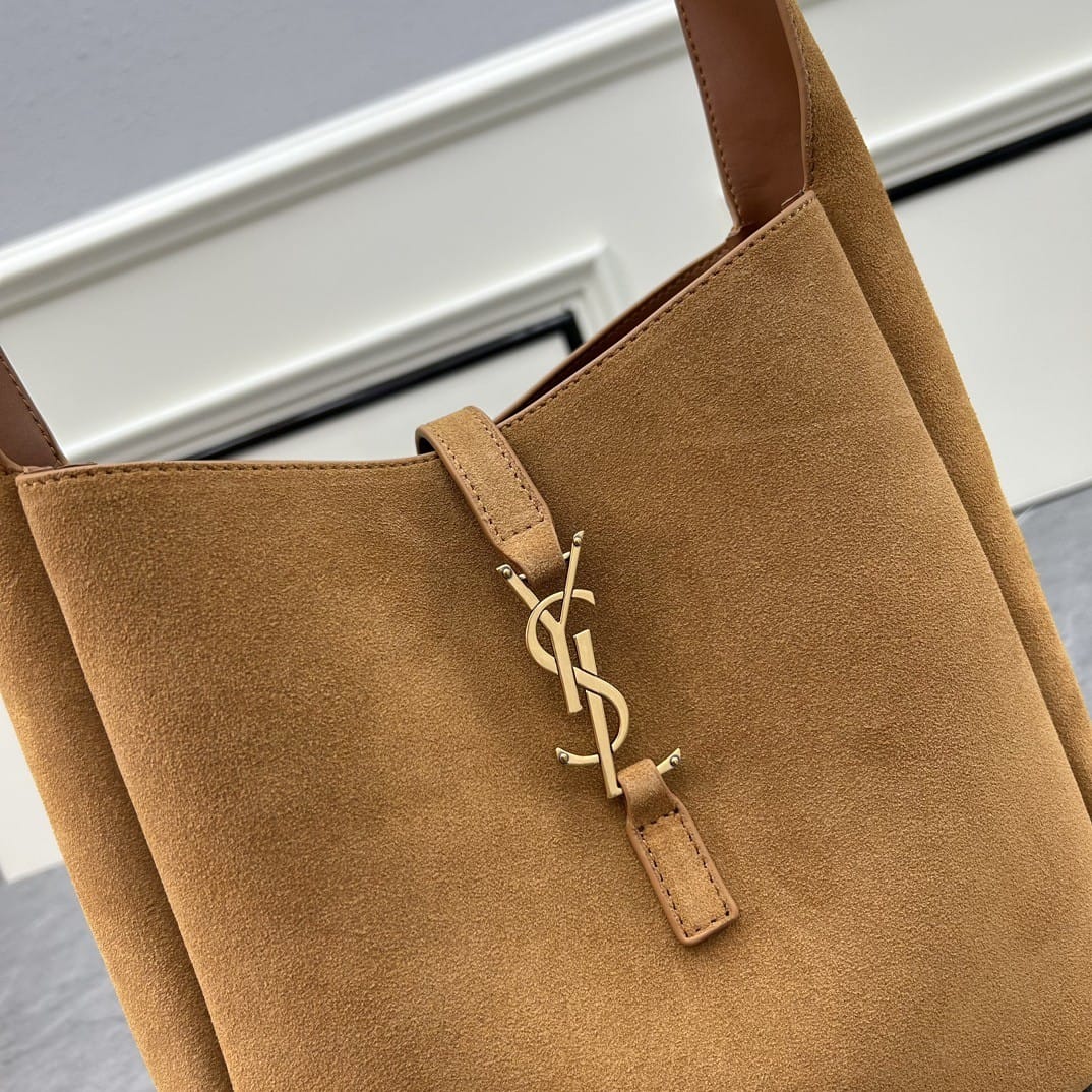 Saint Laurent Le 5 À 7 Supple Small In Suede Caramel Cognac 24Cm 8505331U80W2916 - Image 6