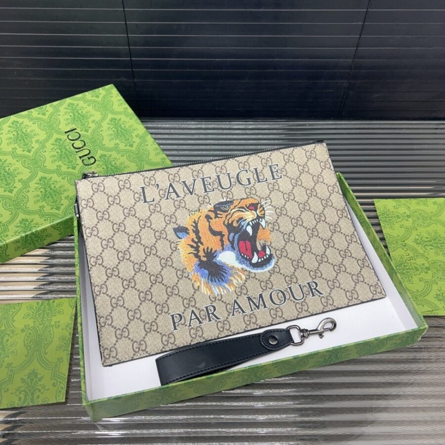 Alternative view of Gucci Bestiary Pouch With Tiger Beige 29Cm