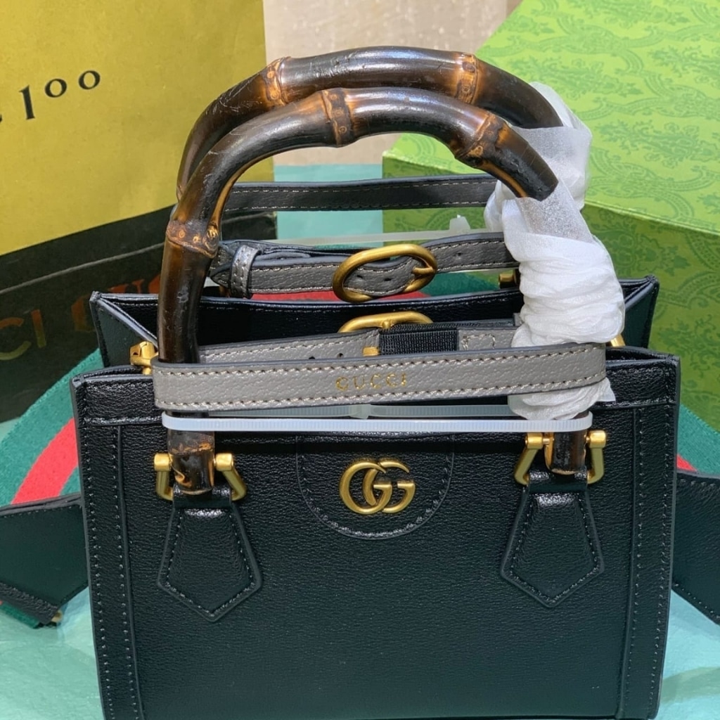 Gucci Diana Small Tote Bag Black Leather 20cm 702732 U3ZDT 1073 - Image 4