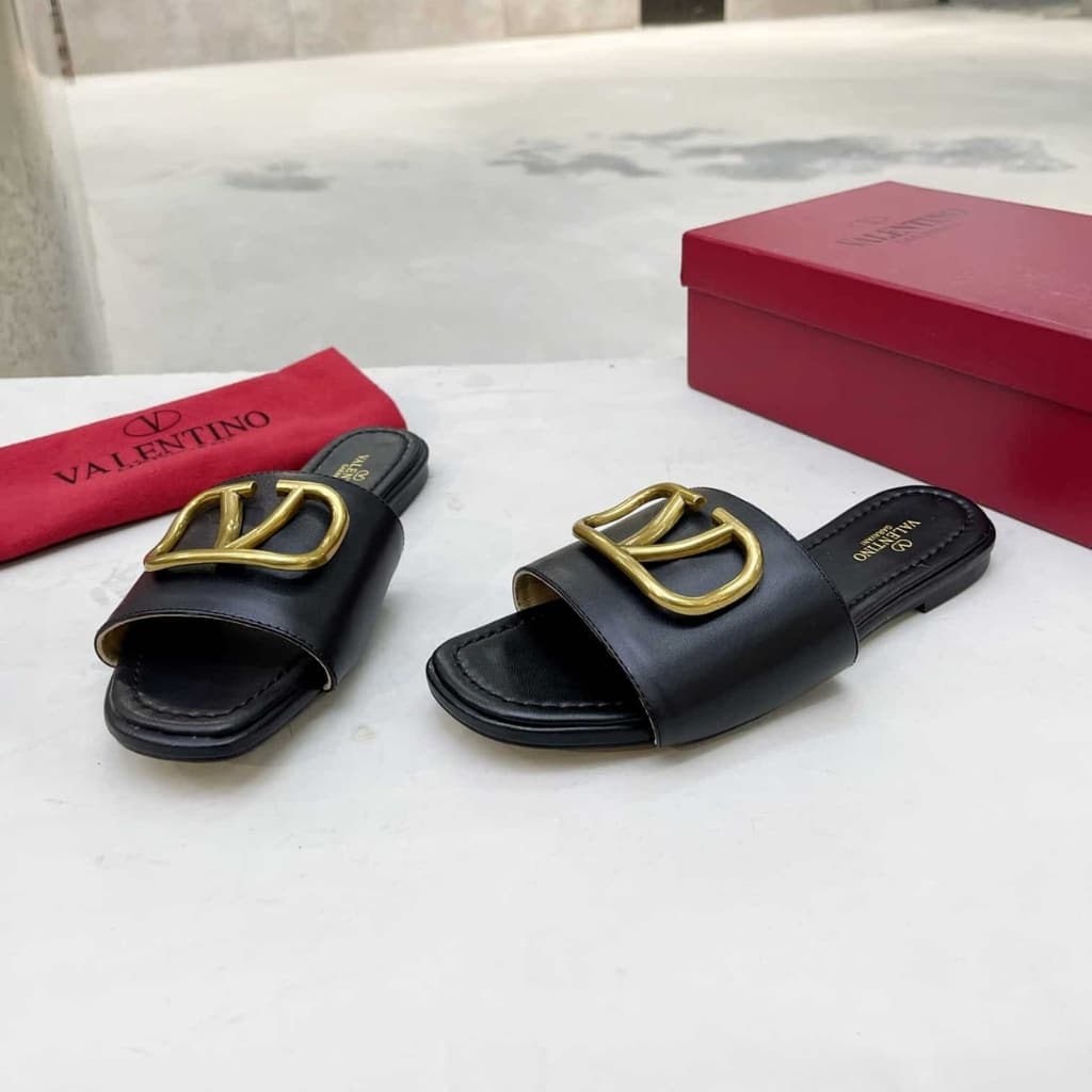 Valentino Garavani Vlogo Signature Slide Sandal Black 6W2S0BD5DSH 0NO - Image 5