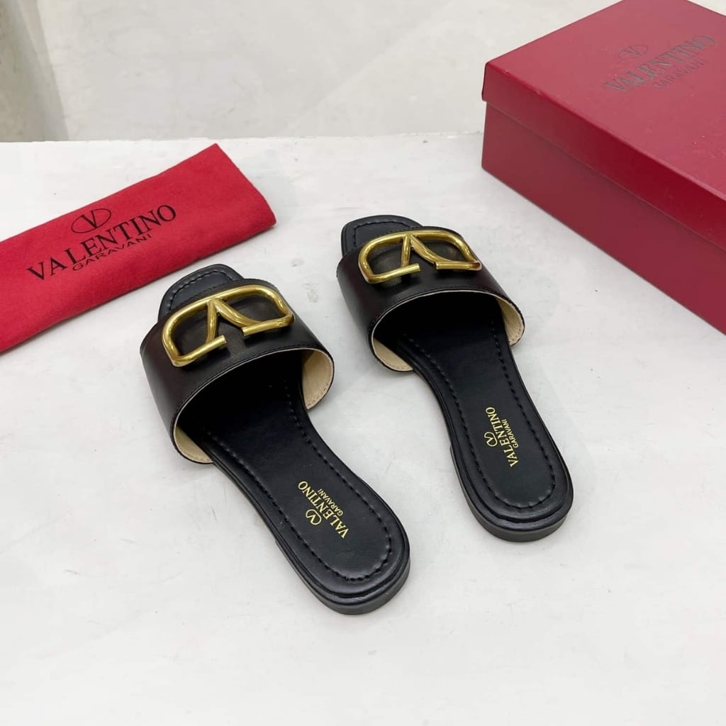 Valentino Garavani Vlogo Signature Slide Sandal Black 6W2S0BD5DSH 0NO - Image 3