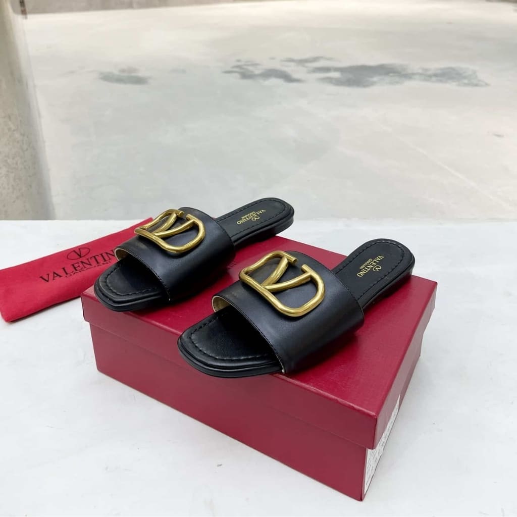 Valentino Garavani Vlogo Signature Slide Sandal Black 6W2S0BD5DSH 0NO - Image 4