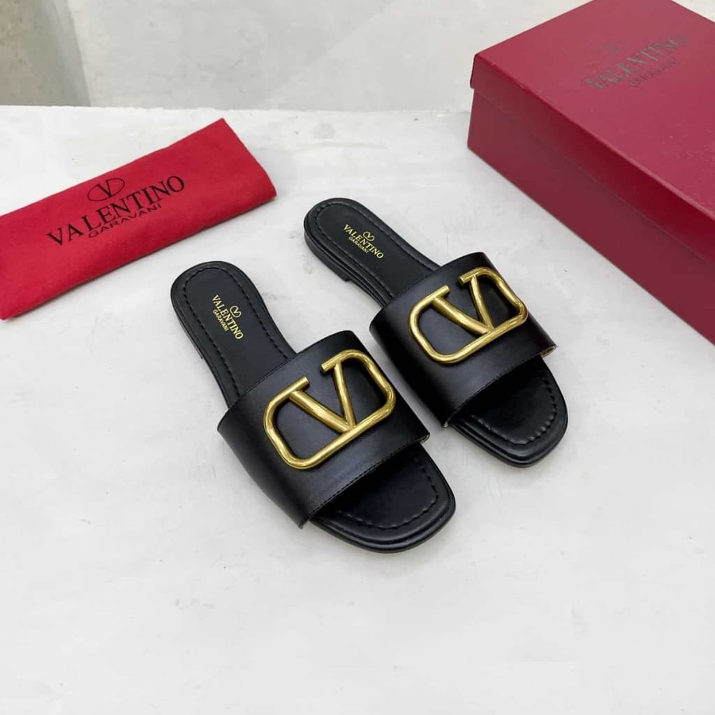 Valentino Garavani Vlogo Signature Slide Sandal Black 6W2S0BD5DSH 0NO - Image 2