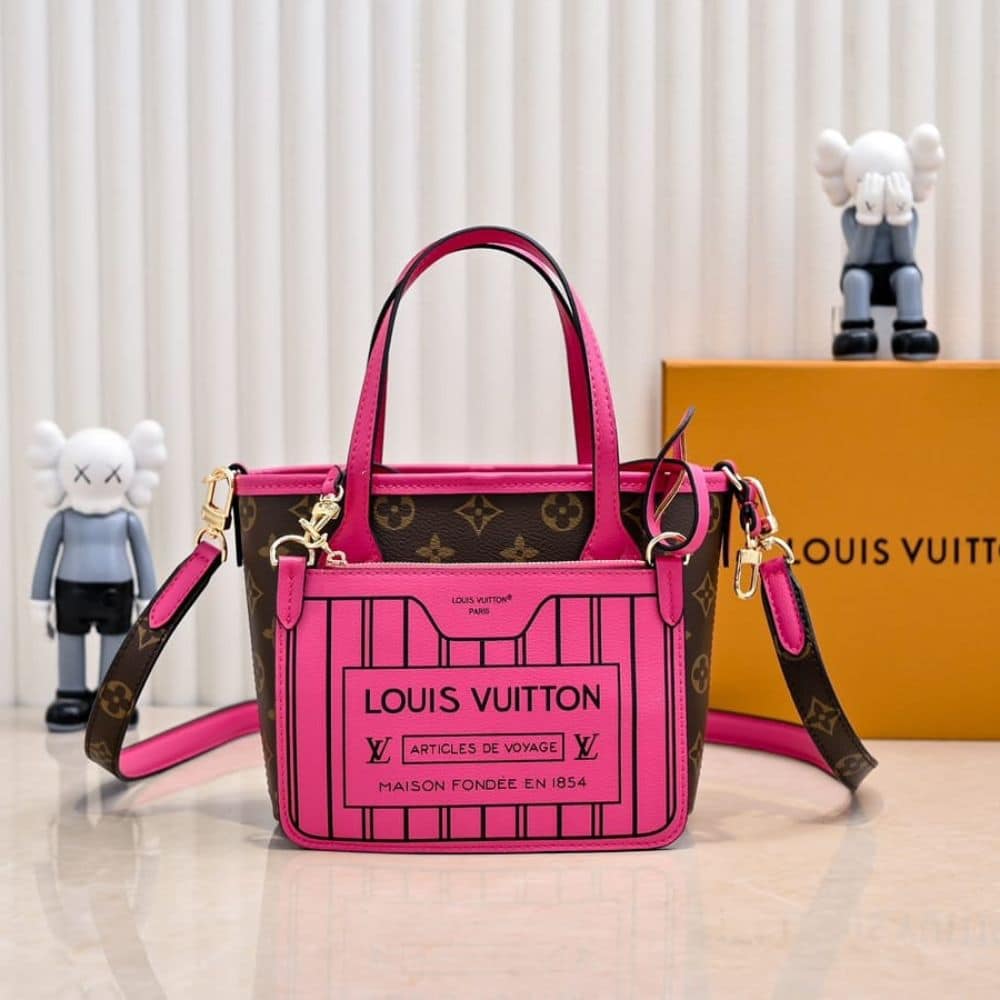 Louis Vuitton Neverfull Bandoulière Inside Out BB Monogram Rose 20Cm M12106 - Image 5