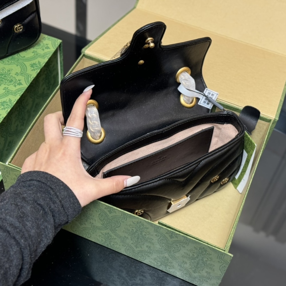 Gucci Gg Marmont Small Shoulder Bag Black 26Cm 443497 Aacpg 1000 - Image 7
