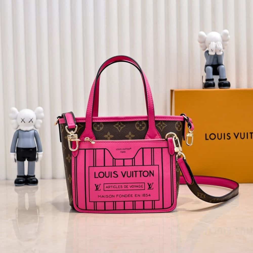 Louis Vuitton Neverfull Bandoulière Inside Out BB Monogram Rose 20Cm M12106 - Image 3