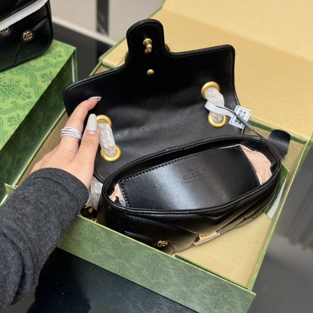 Gucci Gg Marmont Small Shoulder Bag Black 26Cm 443497 Aacpg 1000 - Image 8