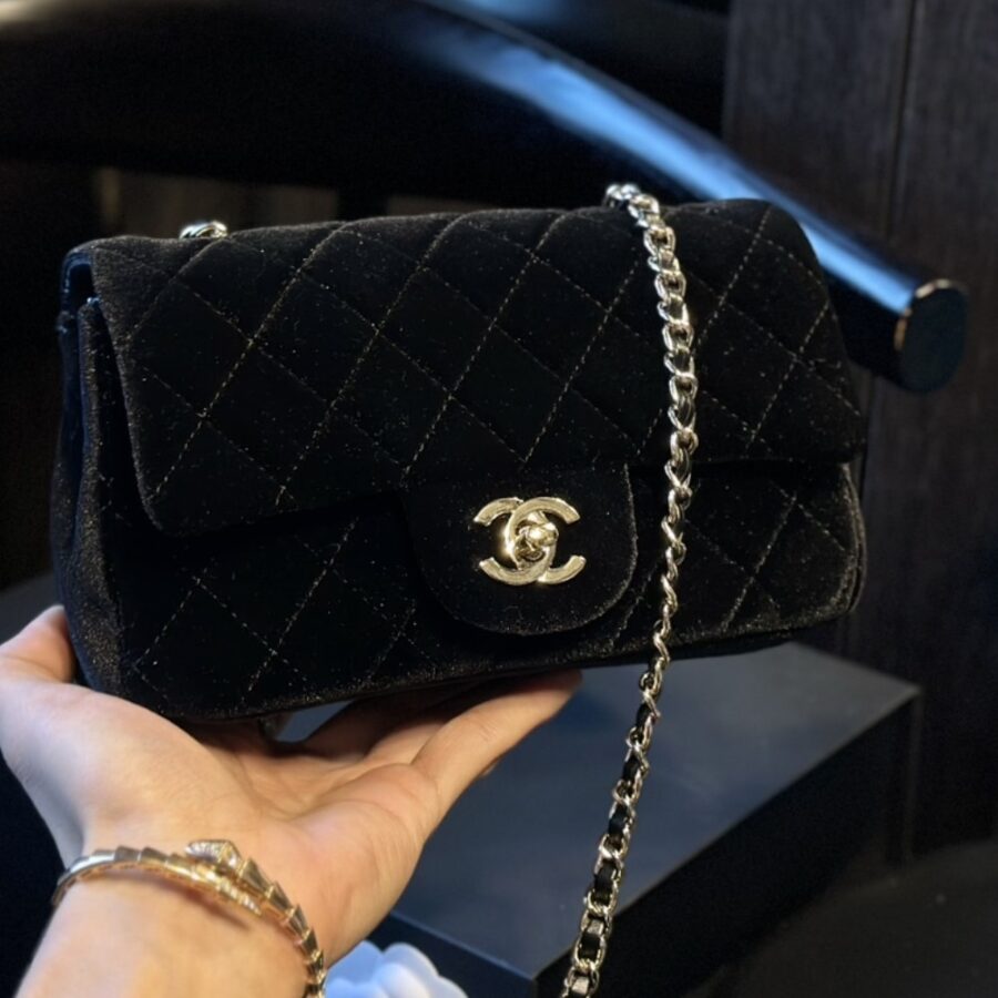 Alternative view of Chanel Velvet Pearl Crush Mini Flap Bag Black 20Cm