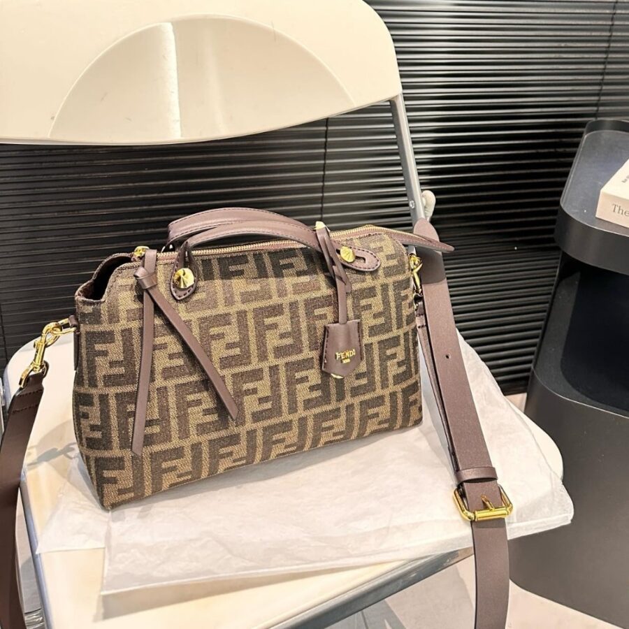 Alternative view of Fendi By The Way Soft Medium Brown Ff Jacquard Fabric Bag 27Cm 8Bl155Afpmf1Gl7