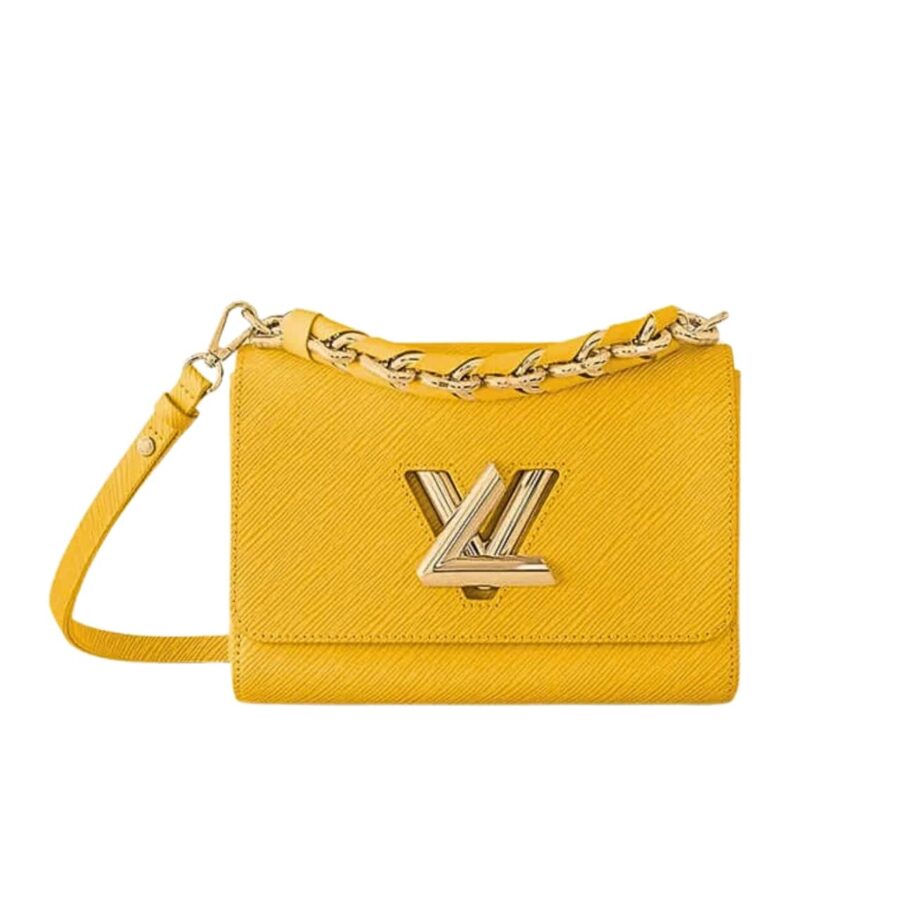 Louis Vuitton Lv Twist MM Leather Handbag Sunflower Yellow 23Cm