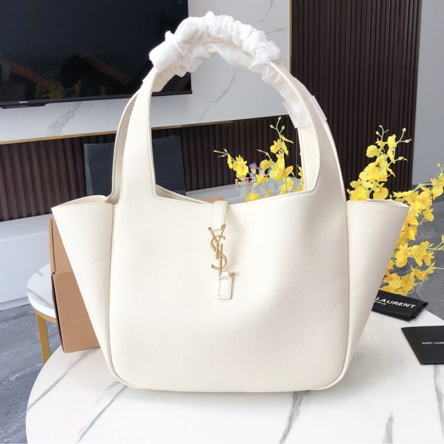 Alternative view of Saint Laurent Le 5 À 7 Bea In Grained Leather White 50Cm 763435Aaddg
