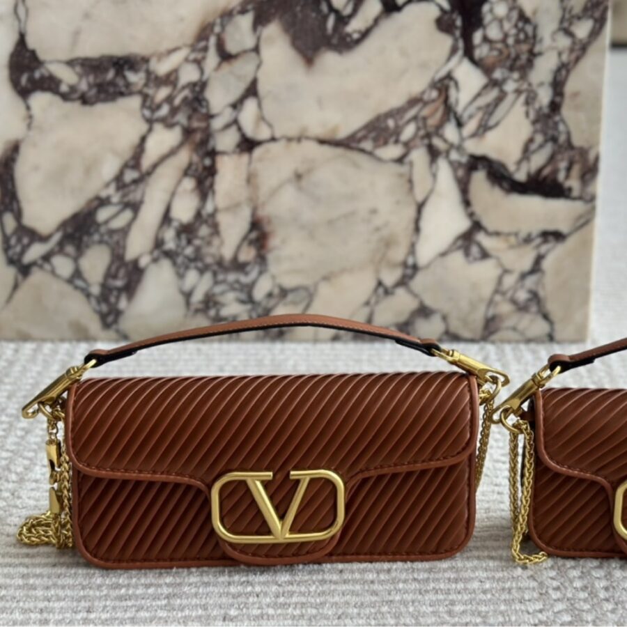 Alternative view of Valentino Garavani Locò Shoulder Bag In Pleated Nappa Brown