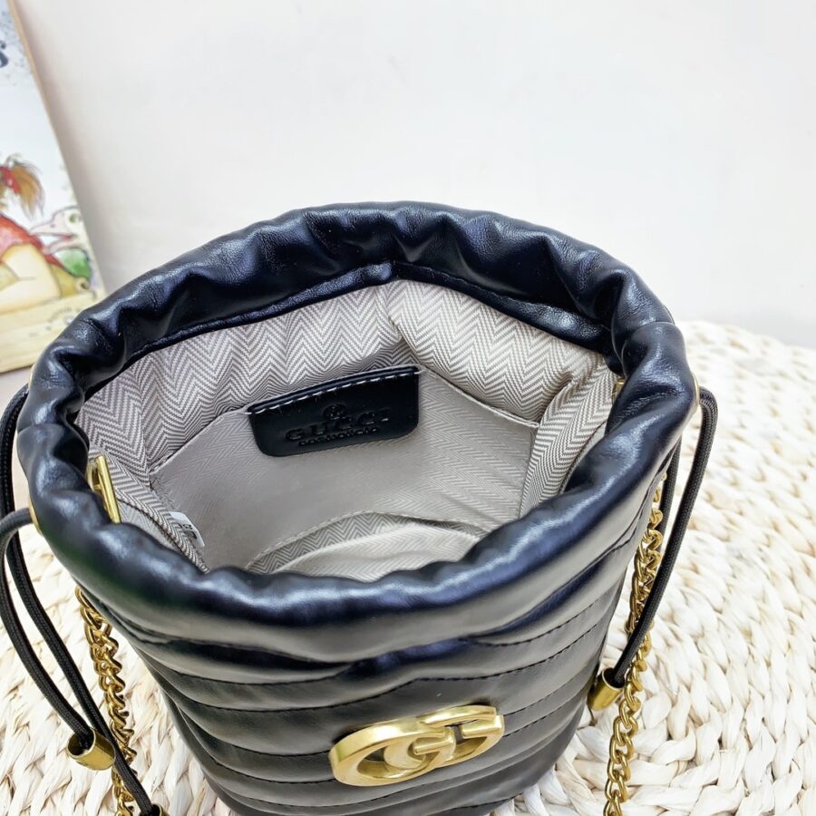 Alternative view of Gucci Gg Marmont Matelassé Chevron Mini Bucket Bag Black 15Cm ‎575163 Dtdrt 1000