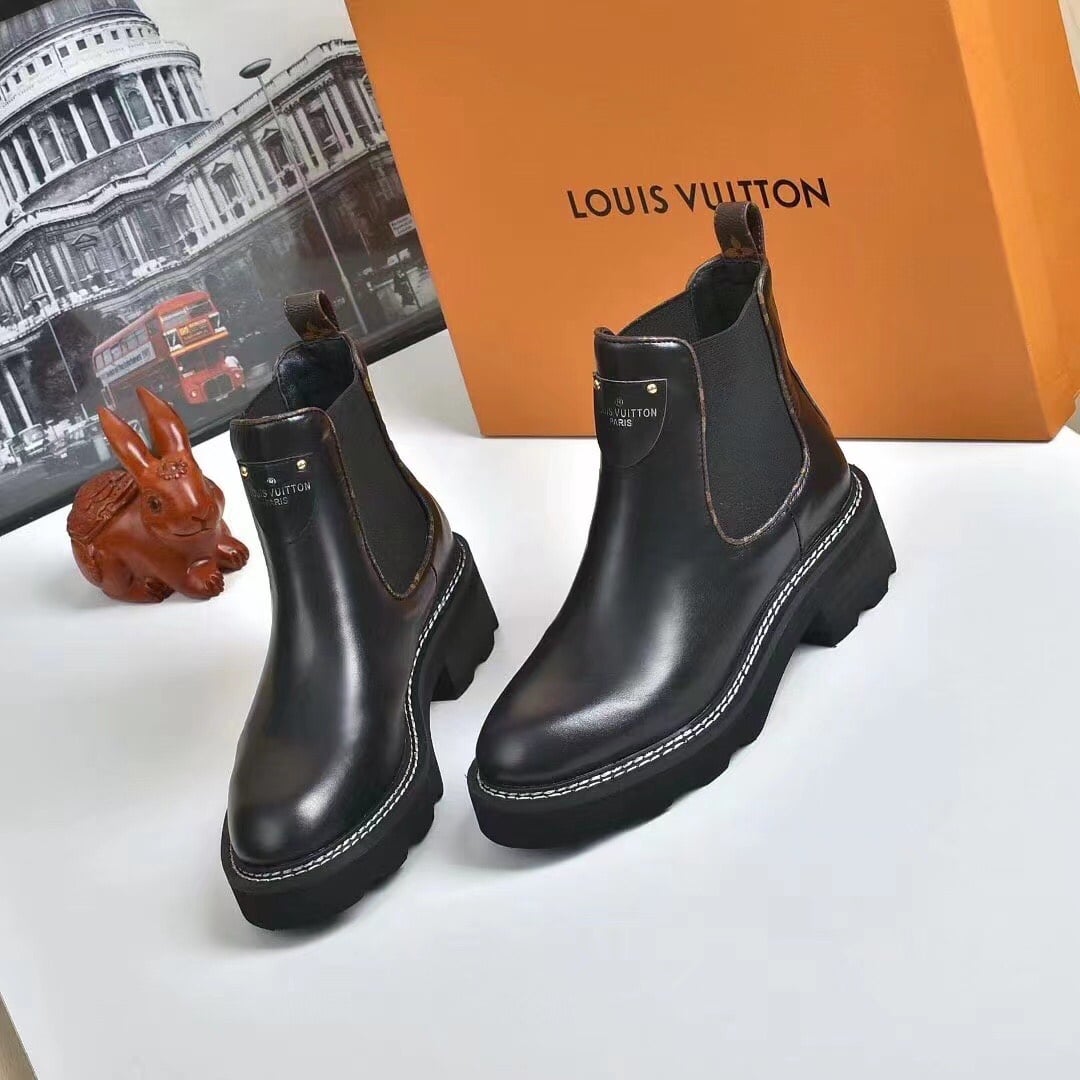 Louis Vuitton Lv Beaubourg Ankle Boots Smooth Leather Black 1A8949 - Image 5