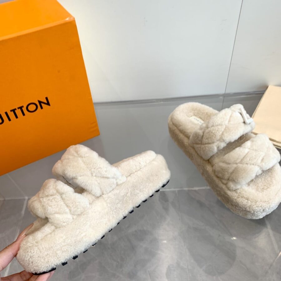 Alternative view of Louis Vuitton Lv Sunset Platform Comfort Mule Shearling Natural 1Actvf