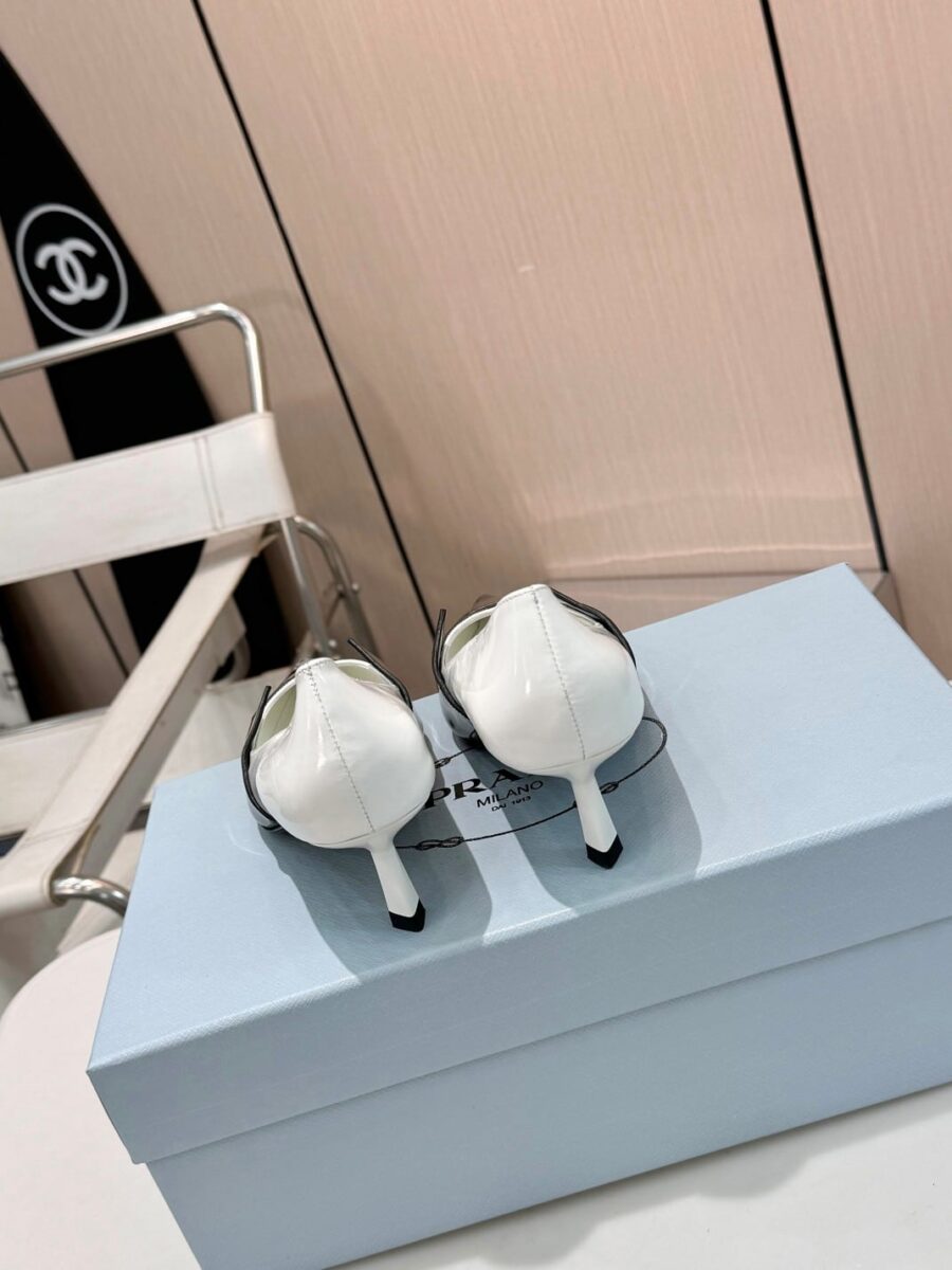 Alternative view of Prada Two Tone Toe Kitten Heels In Black And White