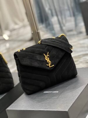 Alternative view of Saint Laurent Loulou Small Flap Bag Suede Black 25Cm