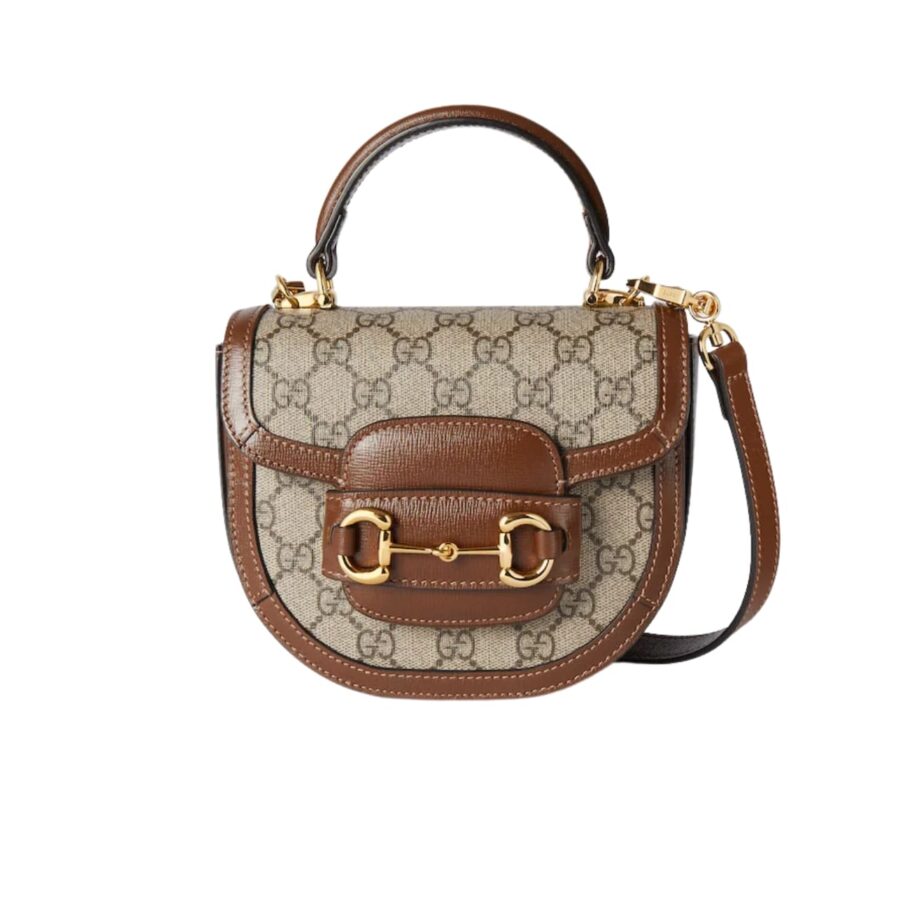 Gucci Horsebit 1955 Mini Top Handle Bag Beige And Ebony 14Cm 781387 92Tcg 8563