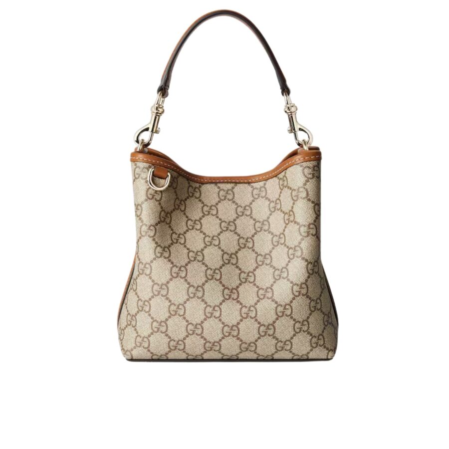Gucci GG Emblem Mini Bucket Bag Beige And Dark Brown 19Cm 815118 FAD6L 9758
